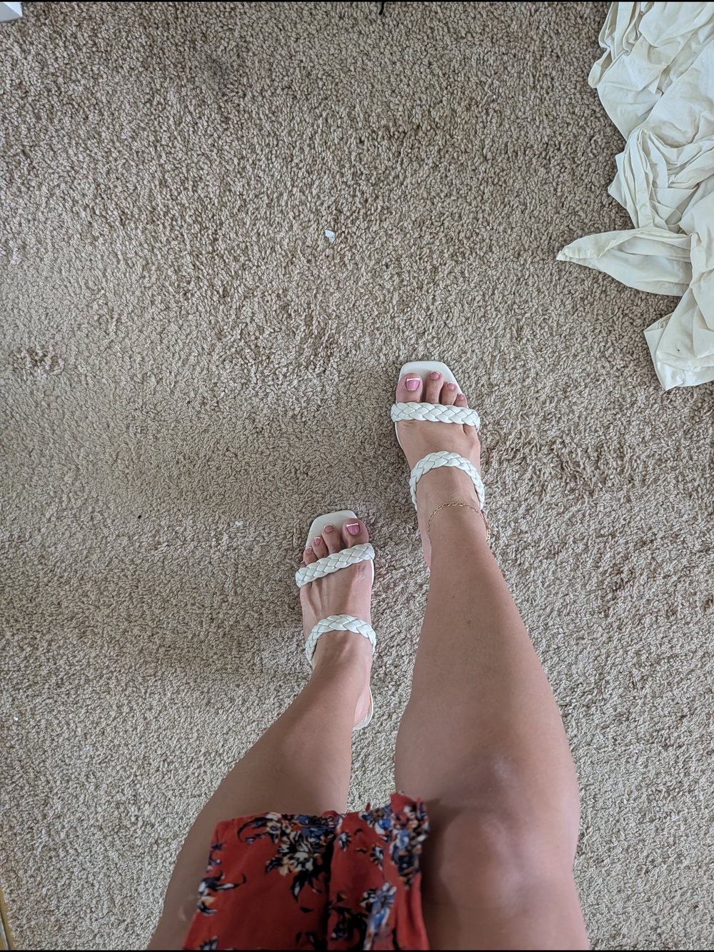 T.J.Maxx White Braided Strap Women's Sandals